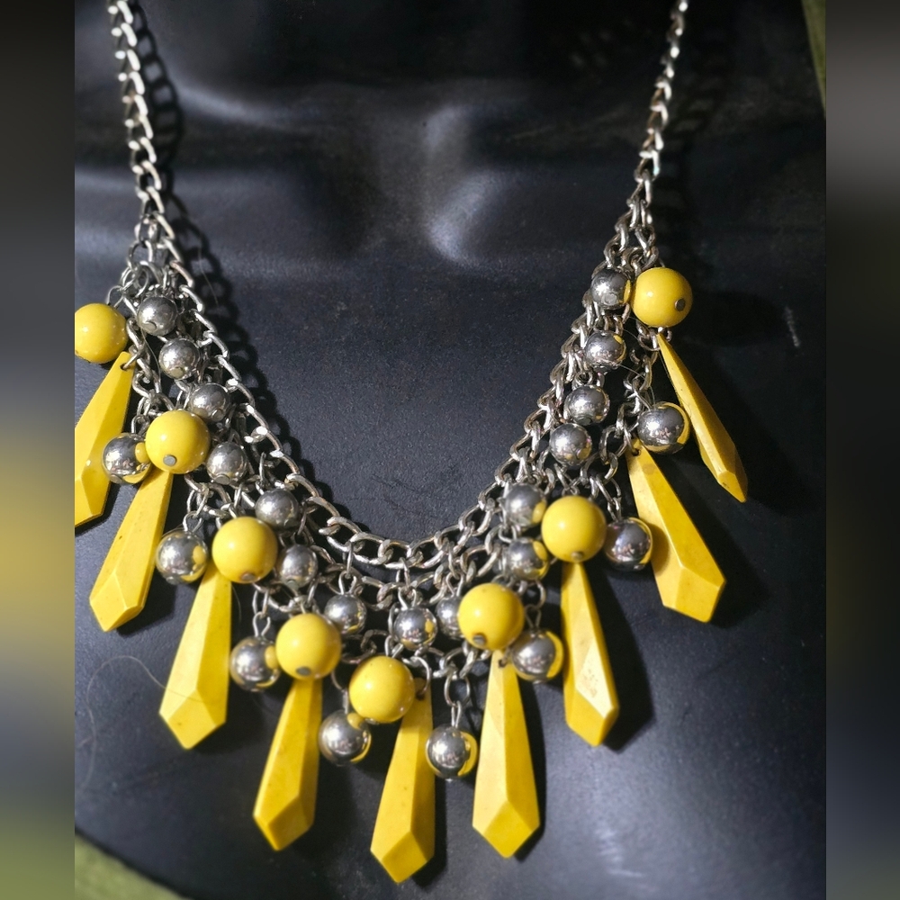Yellow and Silver Statement Necklace
